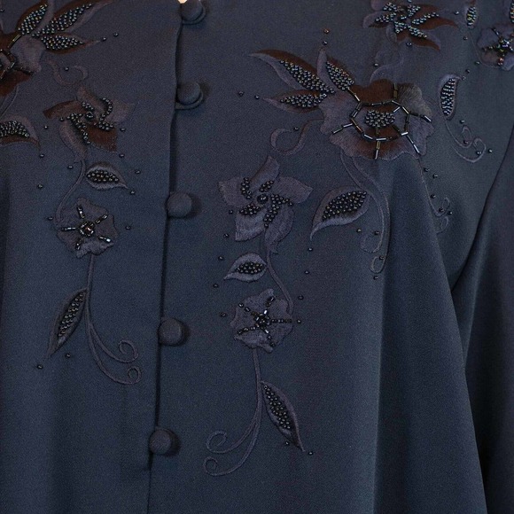 Vintage Liz Claiborne Womens Dress Size 10 Beaded Embroidered Long Sleeve Fall - Picture 2 of 16